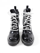 Louis Vuitton Black and White Leather Lace Up Logo boot - 37