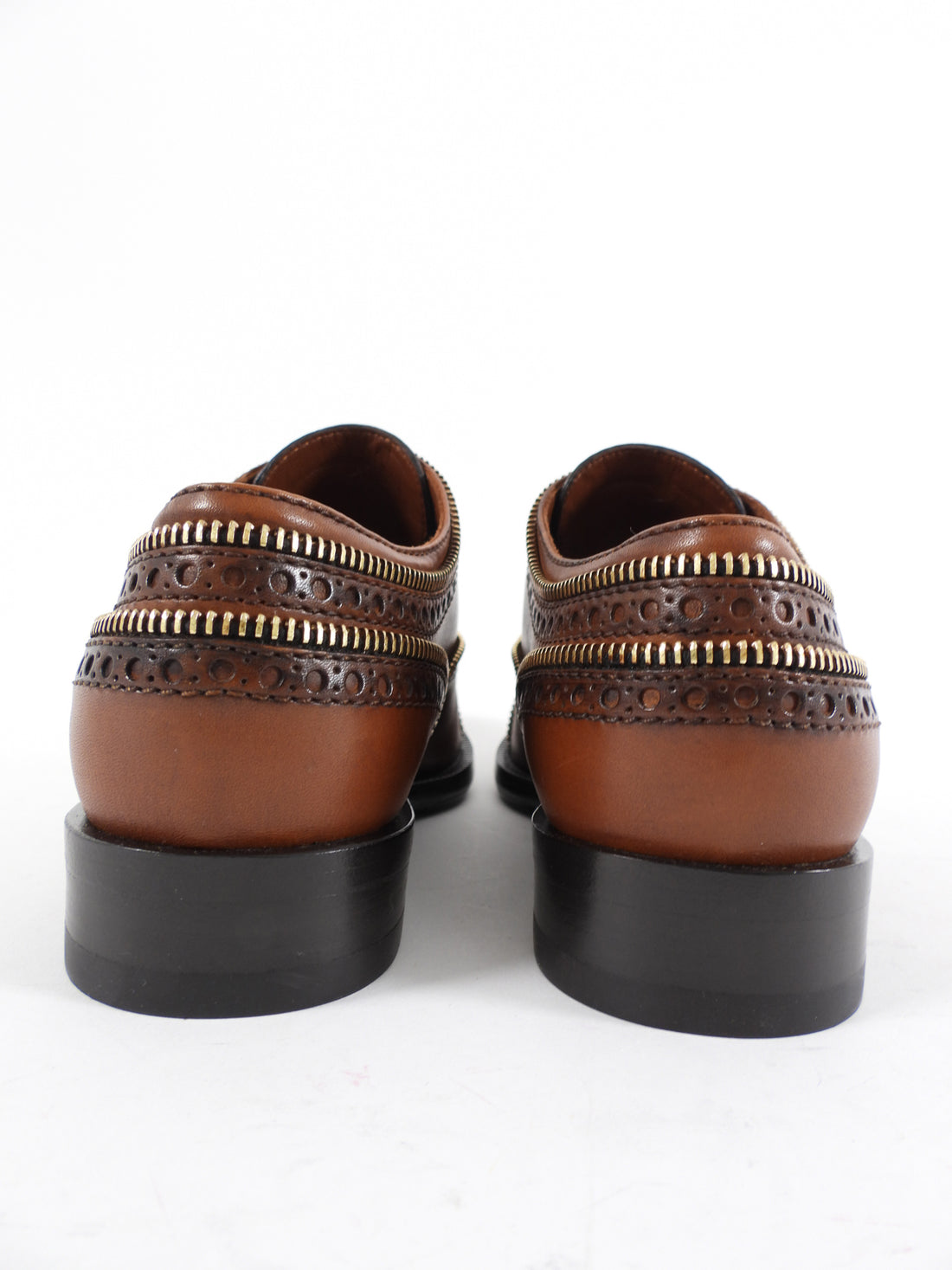 Louis Vuitton Cognac Brown Leather Zipper Detail Oxford Shoes - 36