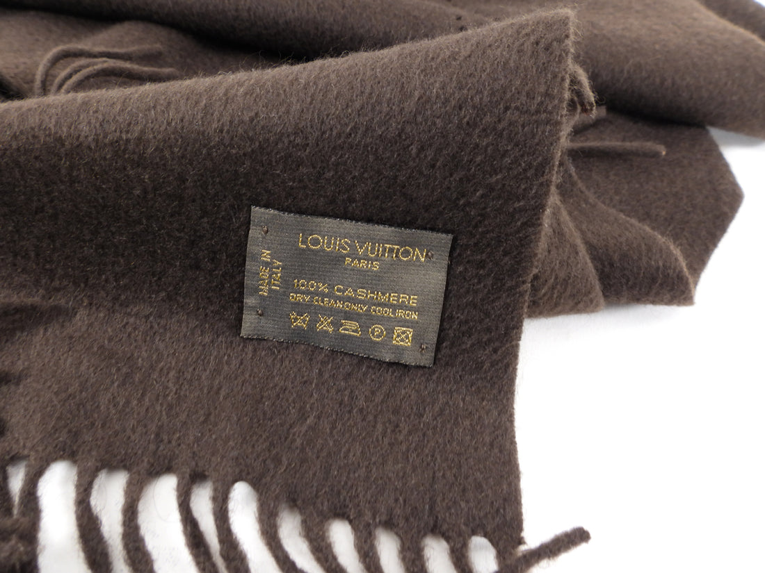 Louis Vuitton Brown Cashmere Perforated Logo Scarf