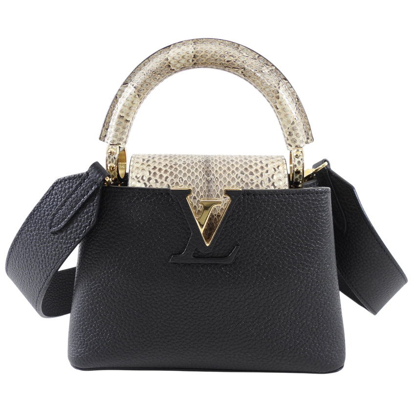 Louis Vuitton Capucines Mini Python and Black Leather Bag