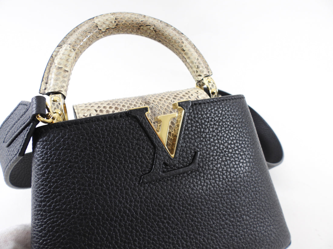 Louis Vuitton Capucines Mini Python and Black Leather Bag