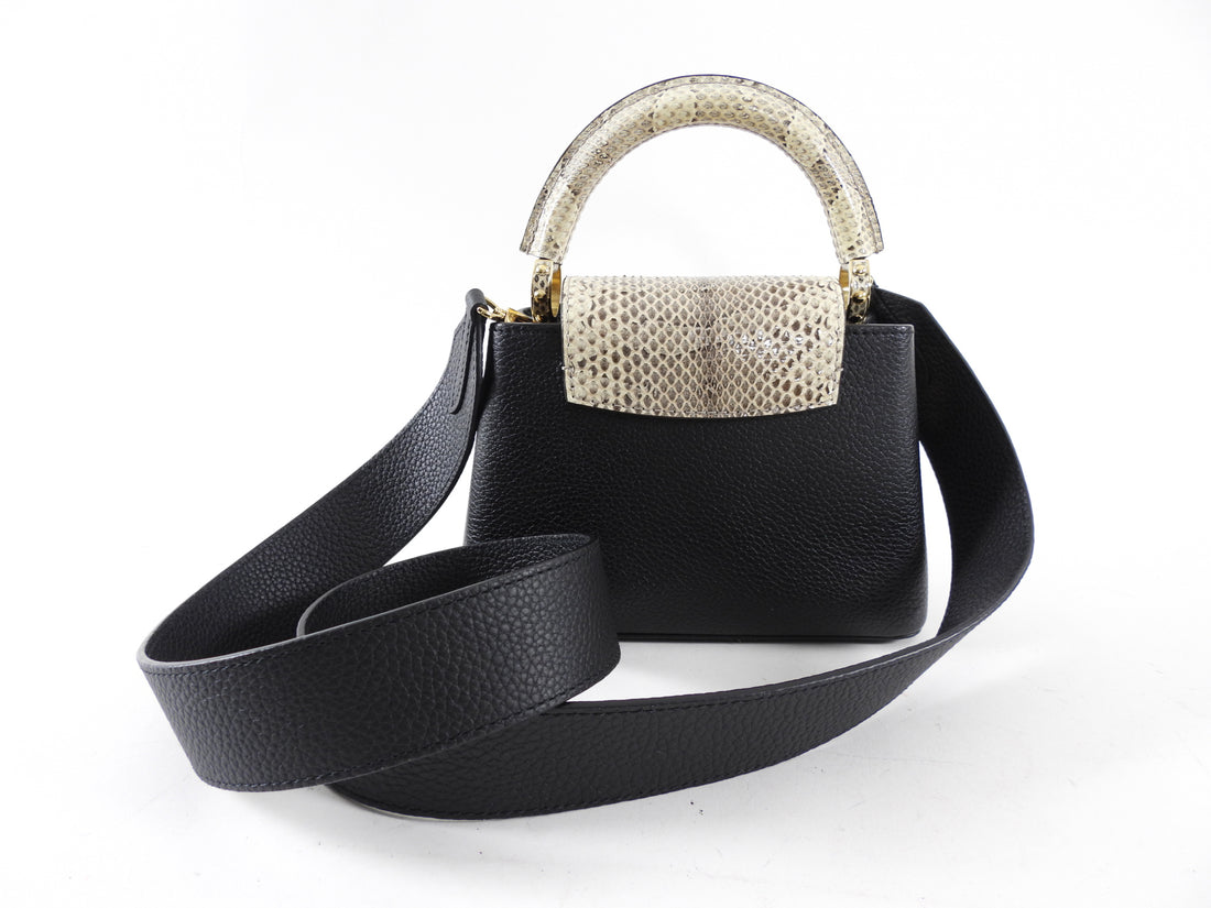 Louis Vuitton Capucines Mini Python and Black Leather Bag