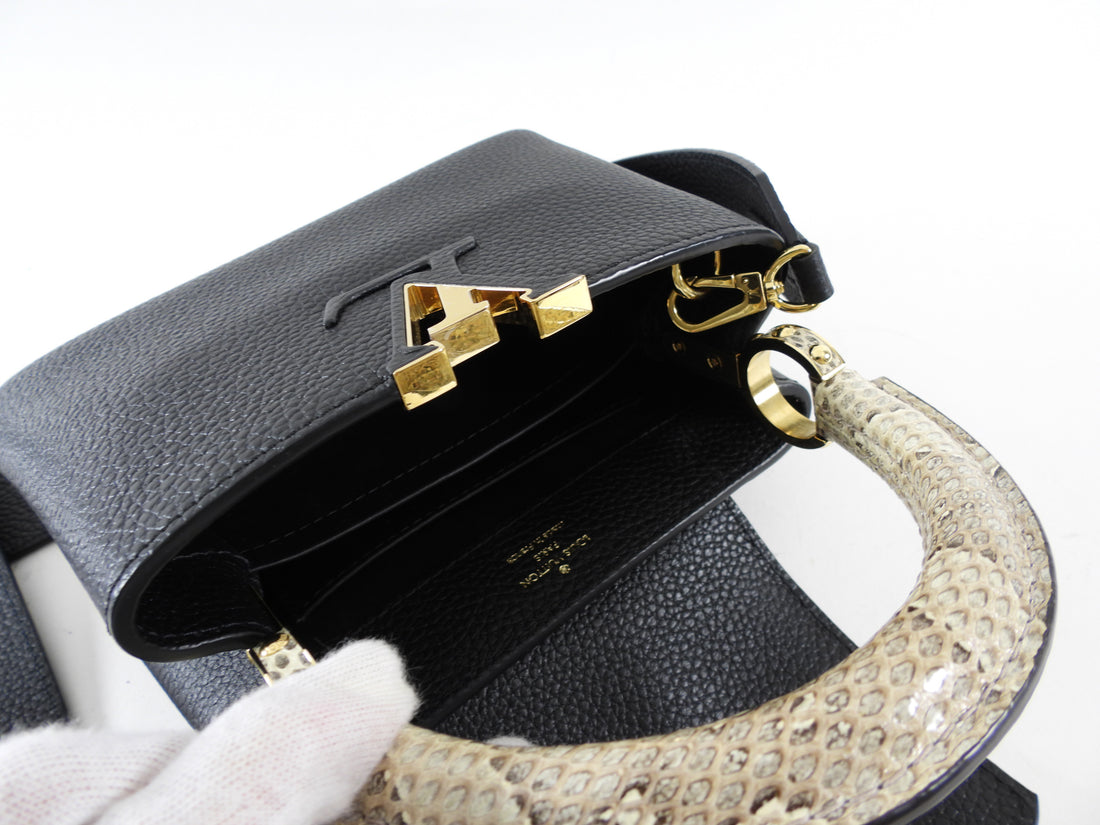 Louis Vuitton Capucines Mini Python and Black Leather Bag