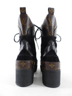 Louis Vuitton Black Suede / Monogram Laureate Desert Platform Boot - 39.5