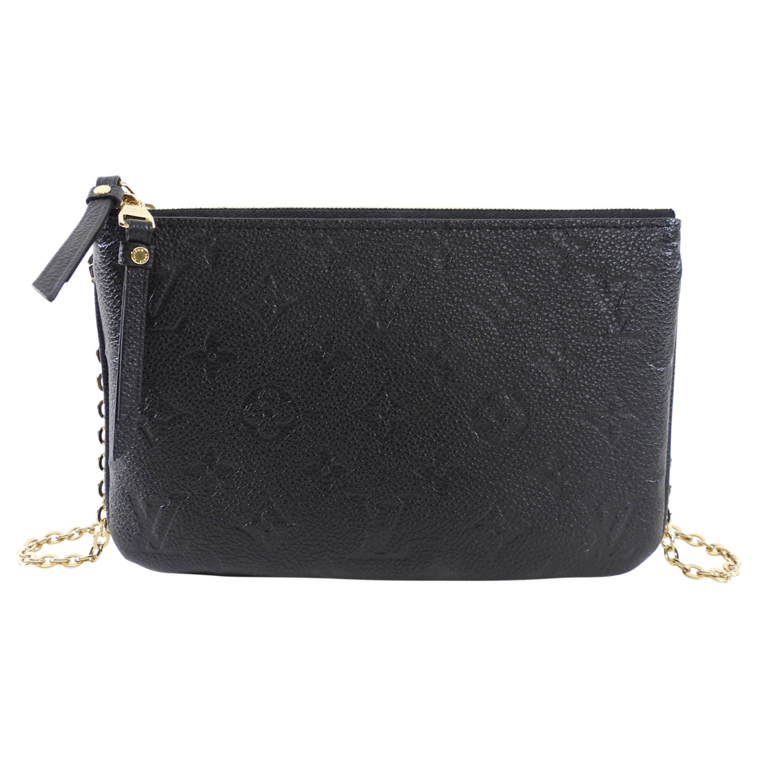 Louis Vuitton Black Empreinte Leather Double Zip Pochette Chain Bag