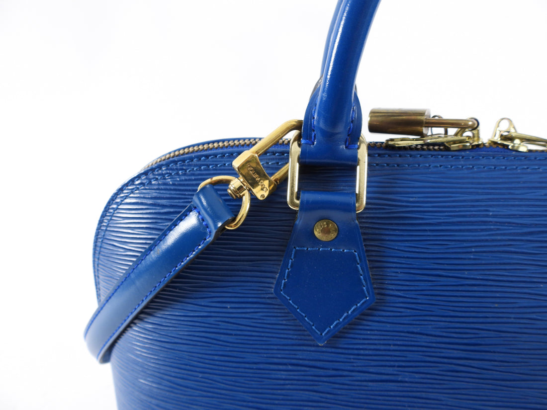 Louis Vuitton Vintage 1996 Blue Epi Alma MM Bag with Strap