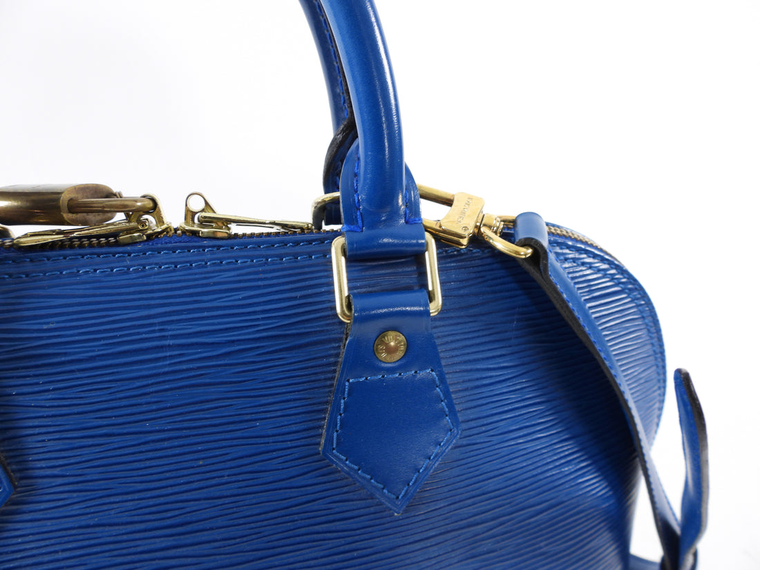 Louis Vuitton Vintage 1996 Blue Epi Alma MM Bag with Strap