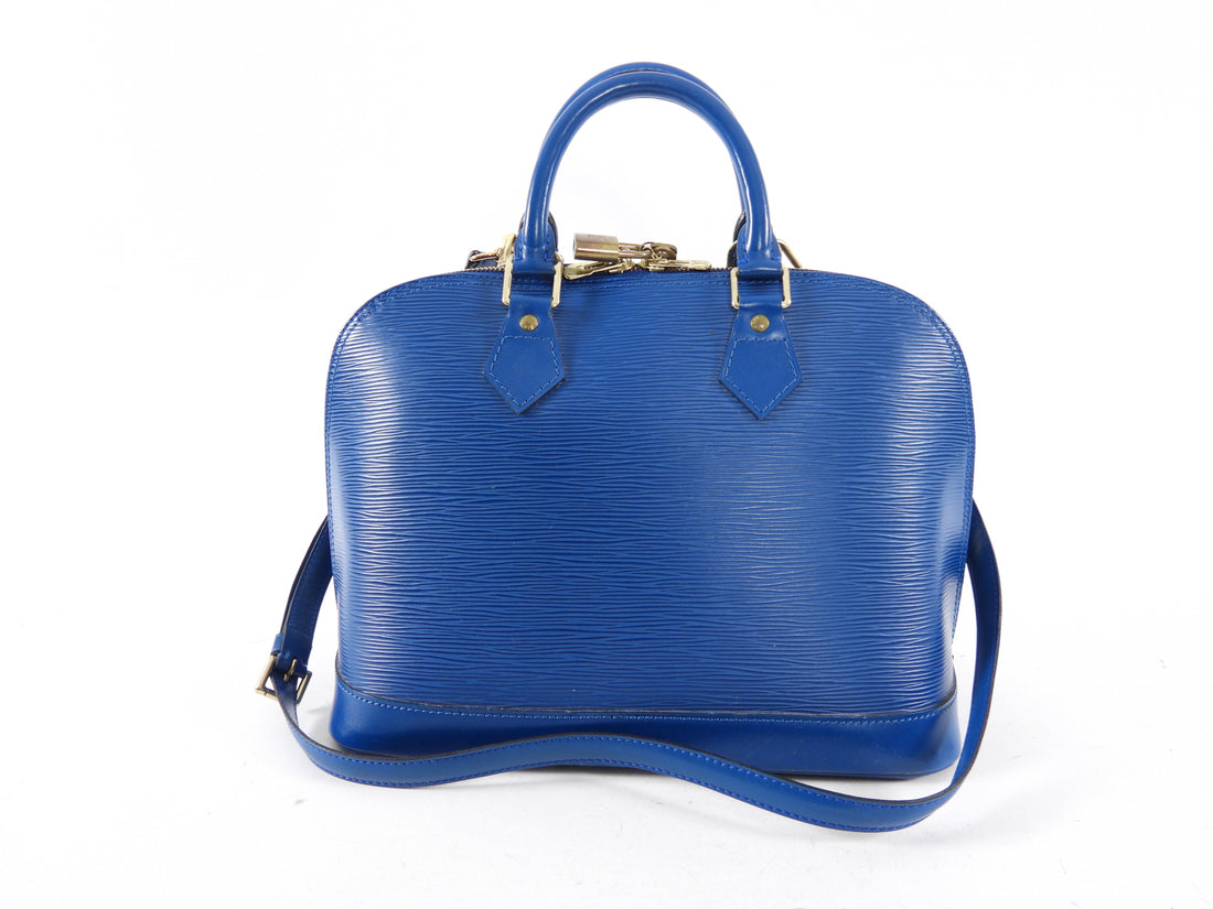 Louis Vuitton Vintage 1996 Blue Epi Alma MM Bag with Strap