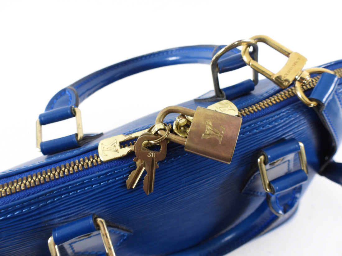 Louis Vuitton Vintage 1996 Blue Epi Alma MM Bag with Strap