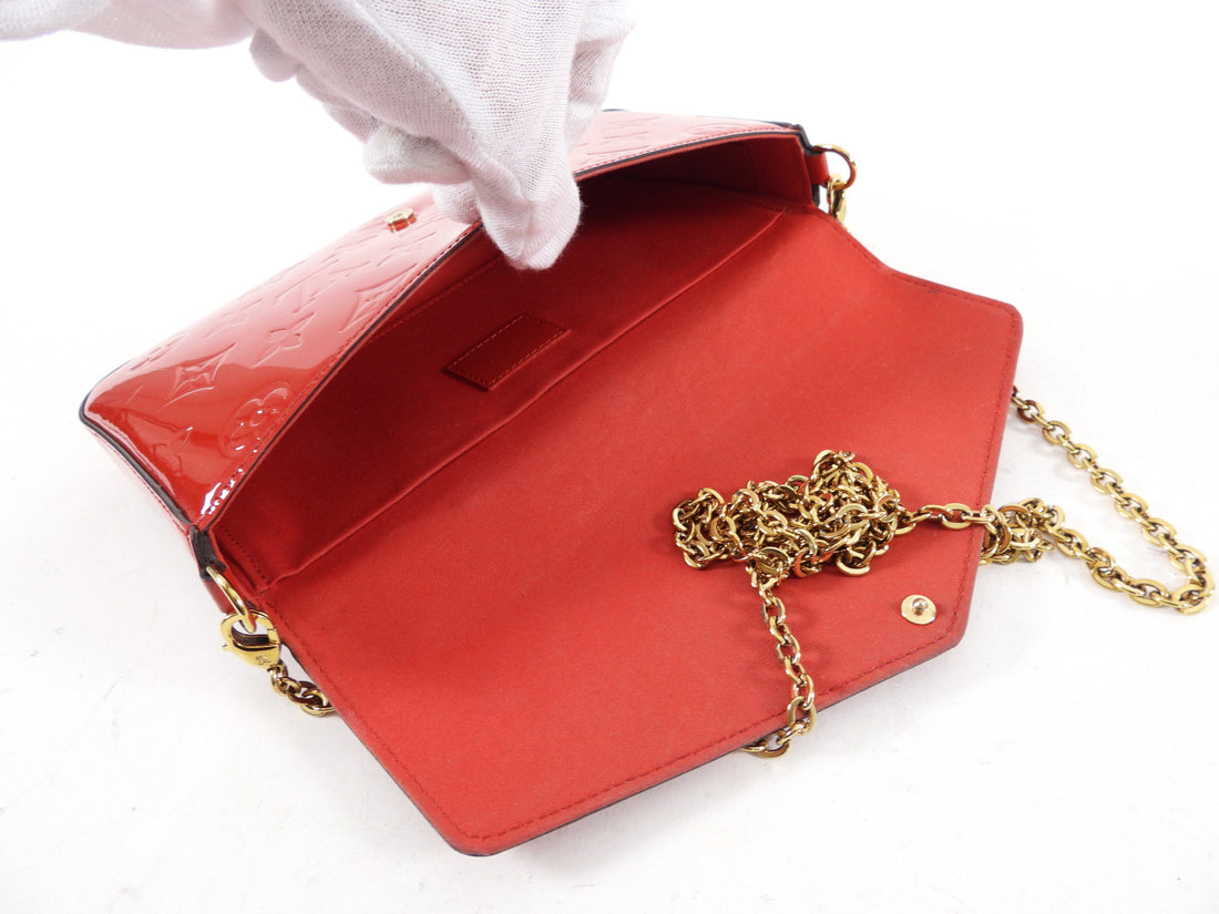 Louis Vuitton Cherry Red Vernis Felicie Pouch Pochette Bag