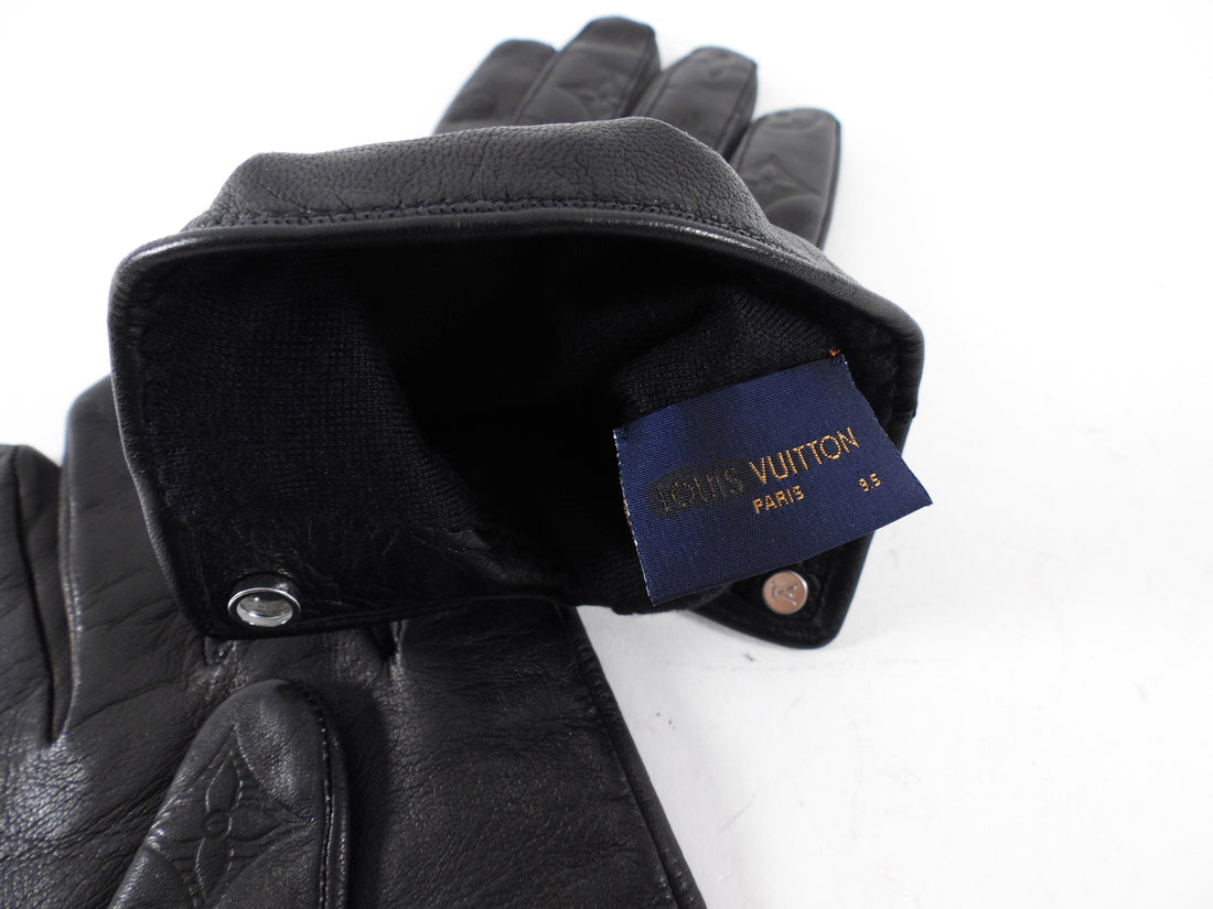 Louis Vuitton Black Monogram Empreinte Leather Gloves - 9.5 (L)