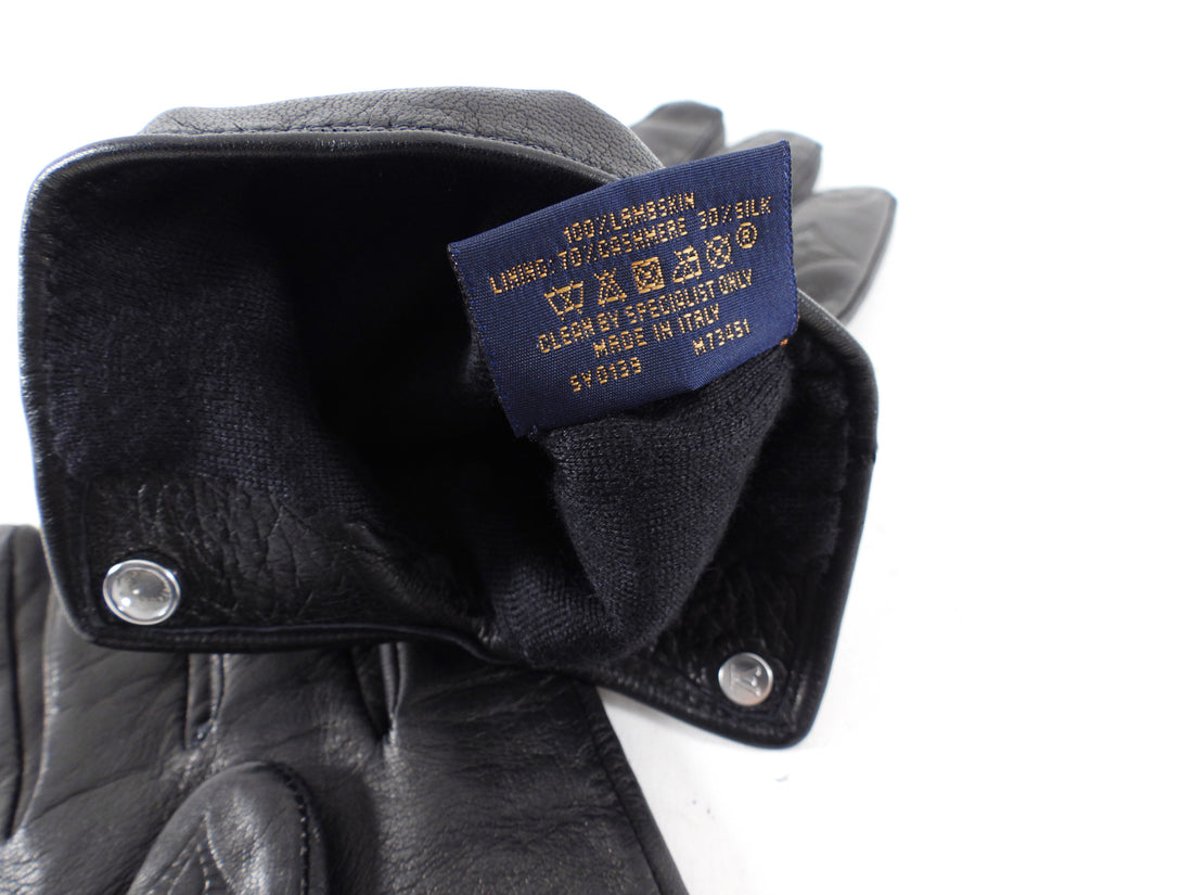 Louis Vuitton Black Monogram Empreinte Leather Gloves - 9.5 (L)