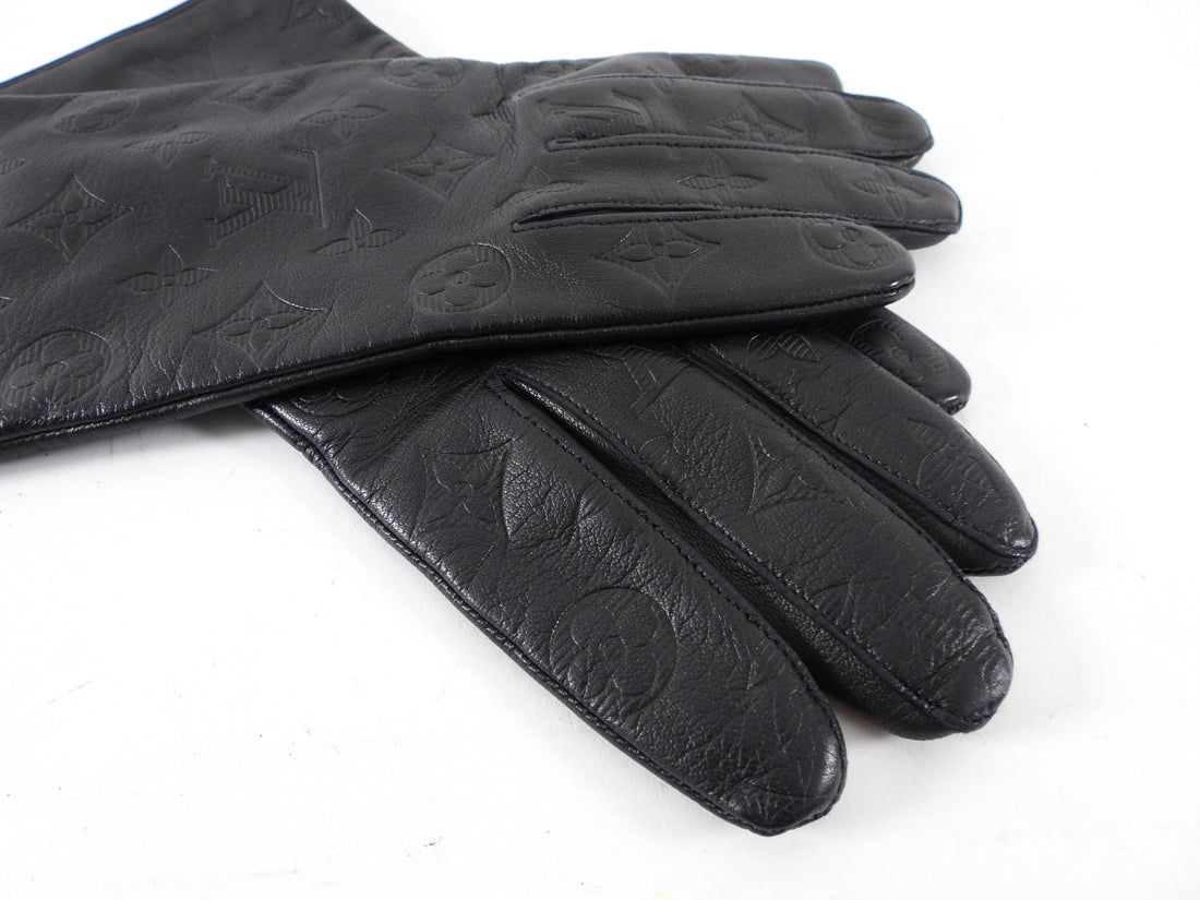 Louis Vuitton Black Monogram Empreinte Leather Gloves - 9.5 (L)