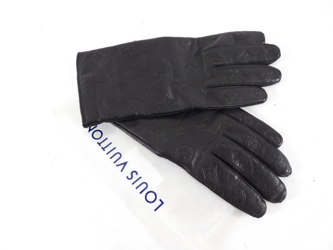 Louis Vuitton Black Monogram Empreinte Leather Gloves - 9.5 (L)