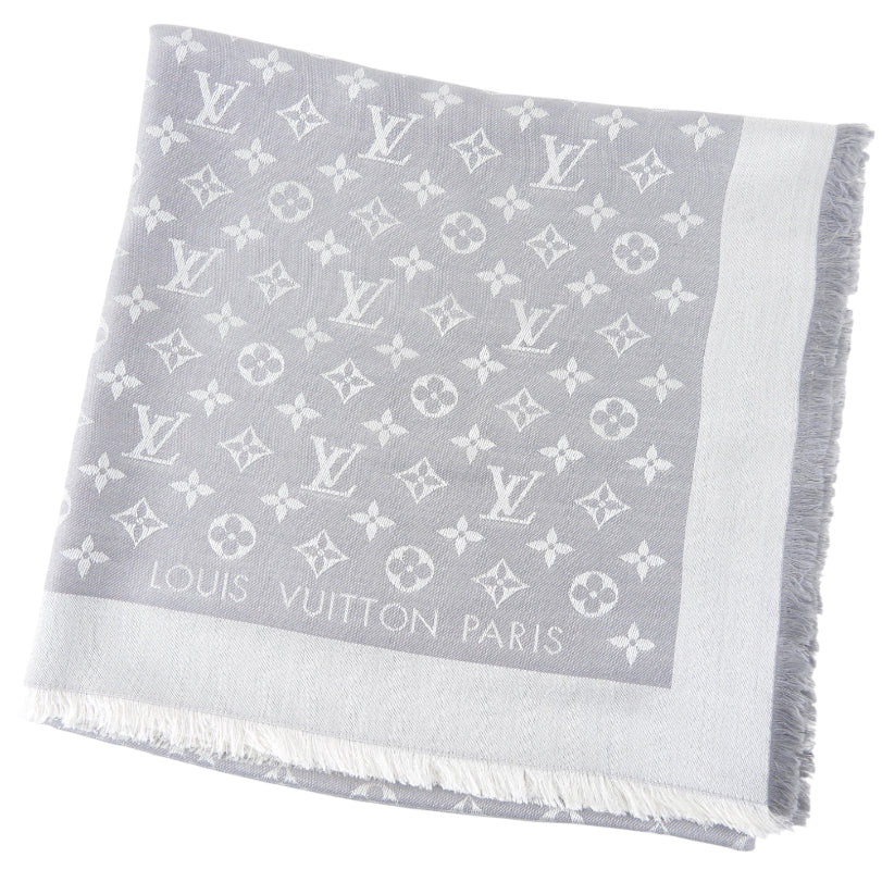 Louis Vuitton Light Grey Monogram Classic Shawl Scarf