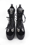 Louis Vuitton Black and White 1854 Brocade Laureate Platform Desert Boot - 36