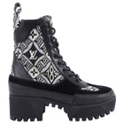 Louis Vuitton Black and White 1854 Brocade Laureate Platform Desert Boot - 36