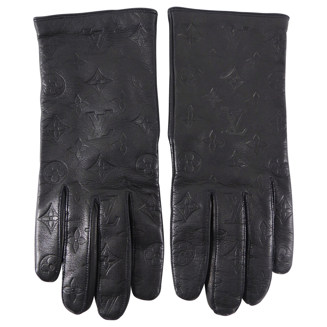 Louis Vuitton Black Monogram Empreinte Leather Gloves - 9.5 (L)