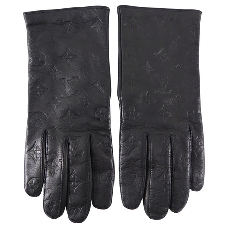 Louis Vuitton Black Monogram Empreinte Leather Gloves - 9.5 (L)