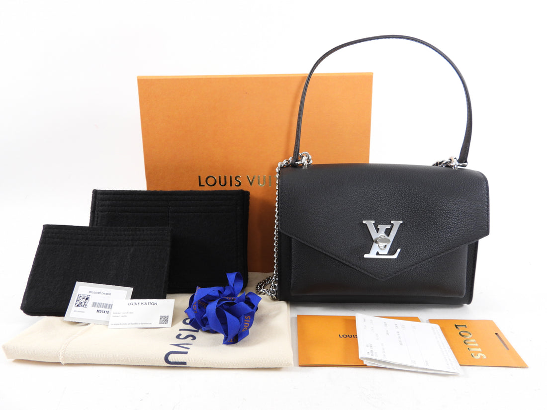 Louis Vuitton Black Leather Mylockme Chain Flap Bag