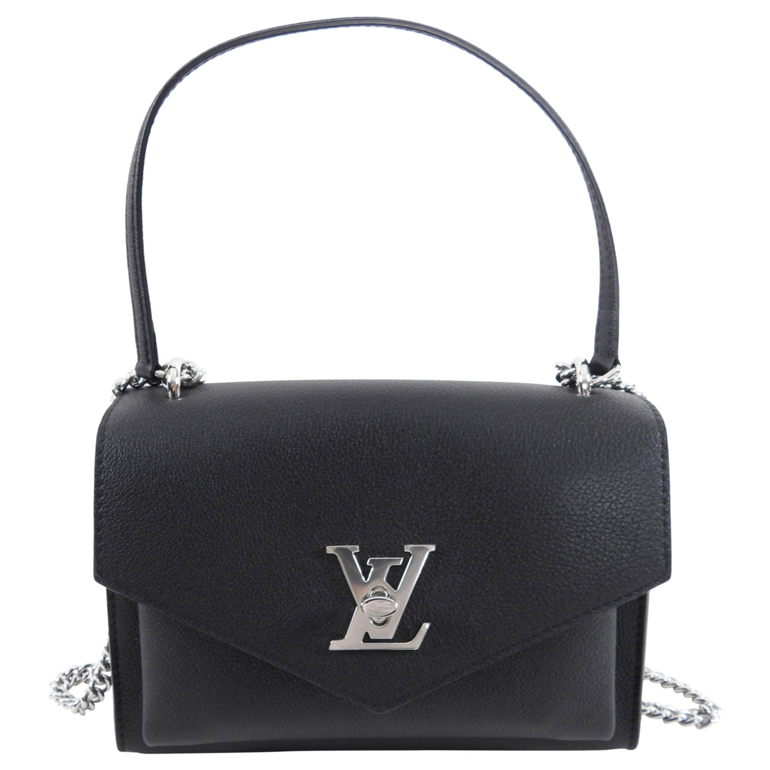 Louis Vuitton Black Leather Mylockme Chain Flap Bag