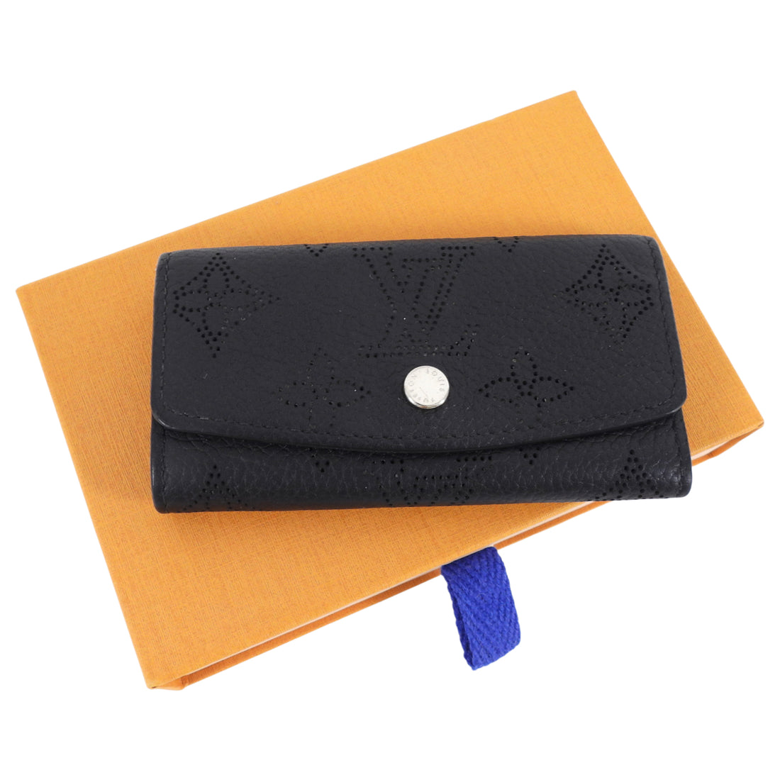 Louis Vuitton Black Mahina Perforated Leather 4 Key Case