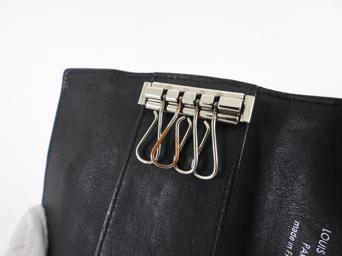 Louis Vuitton Black Mahina Perforated Leather 4 Key Case