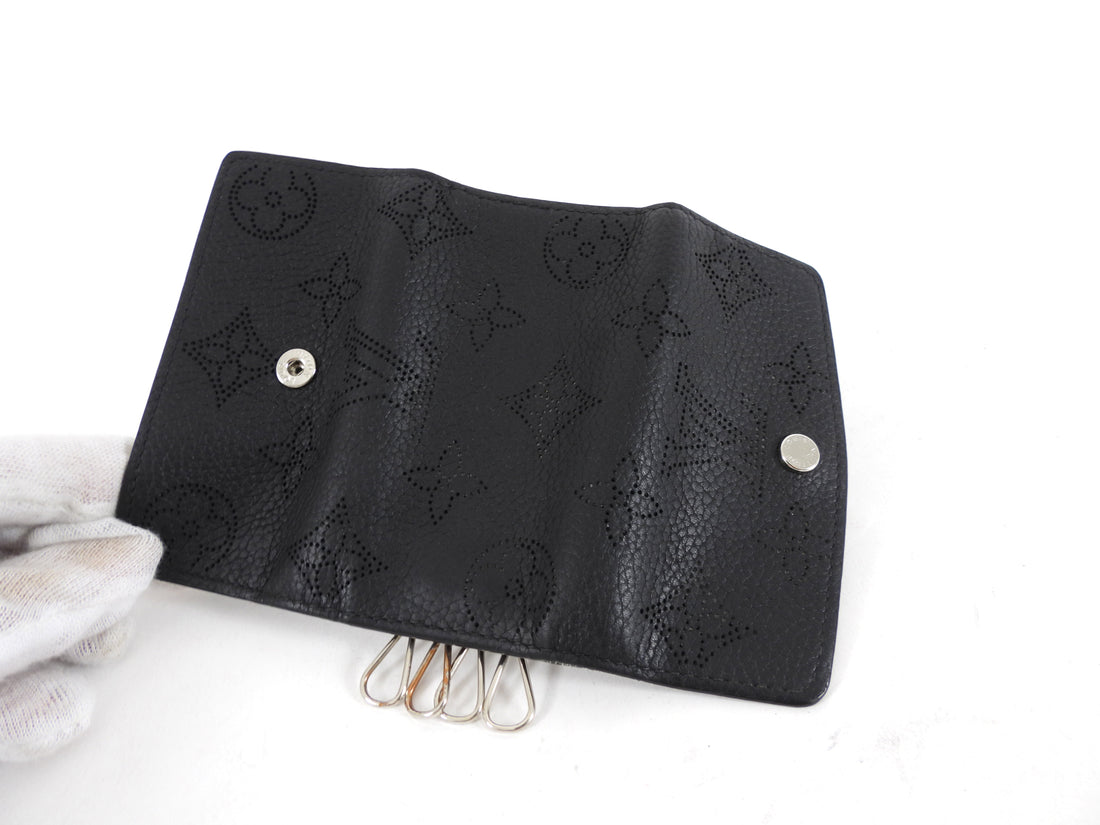 Louis Vuitton Black Mahina Perforated Leather 4 Key Case