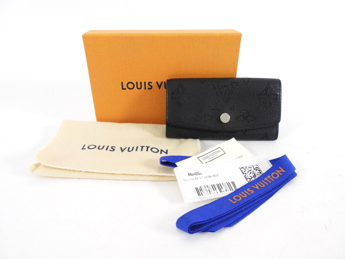 Louis Vuitton Black Mahina Perforated Leather 4 Key Case