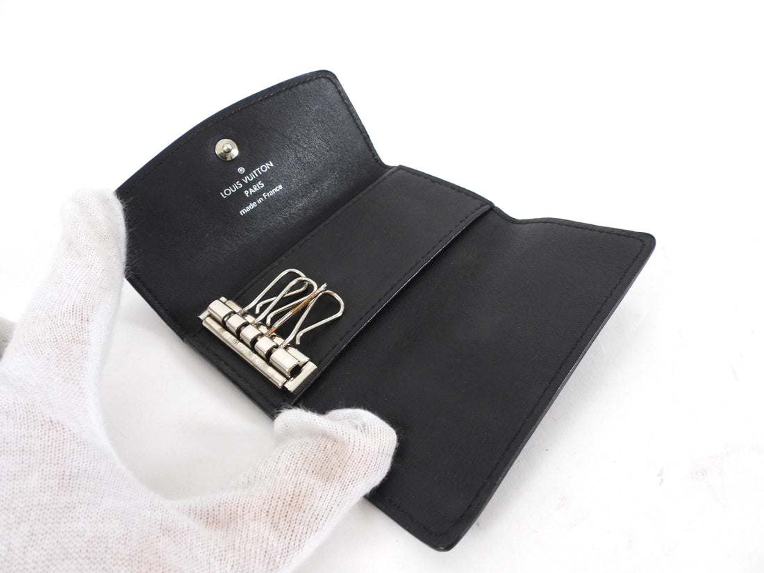 Louis Vuitton Black Mahina Perforated Leather 4 Key Case