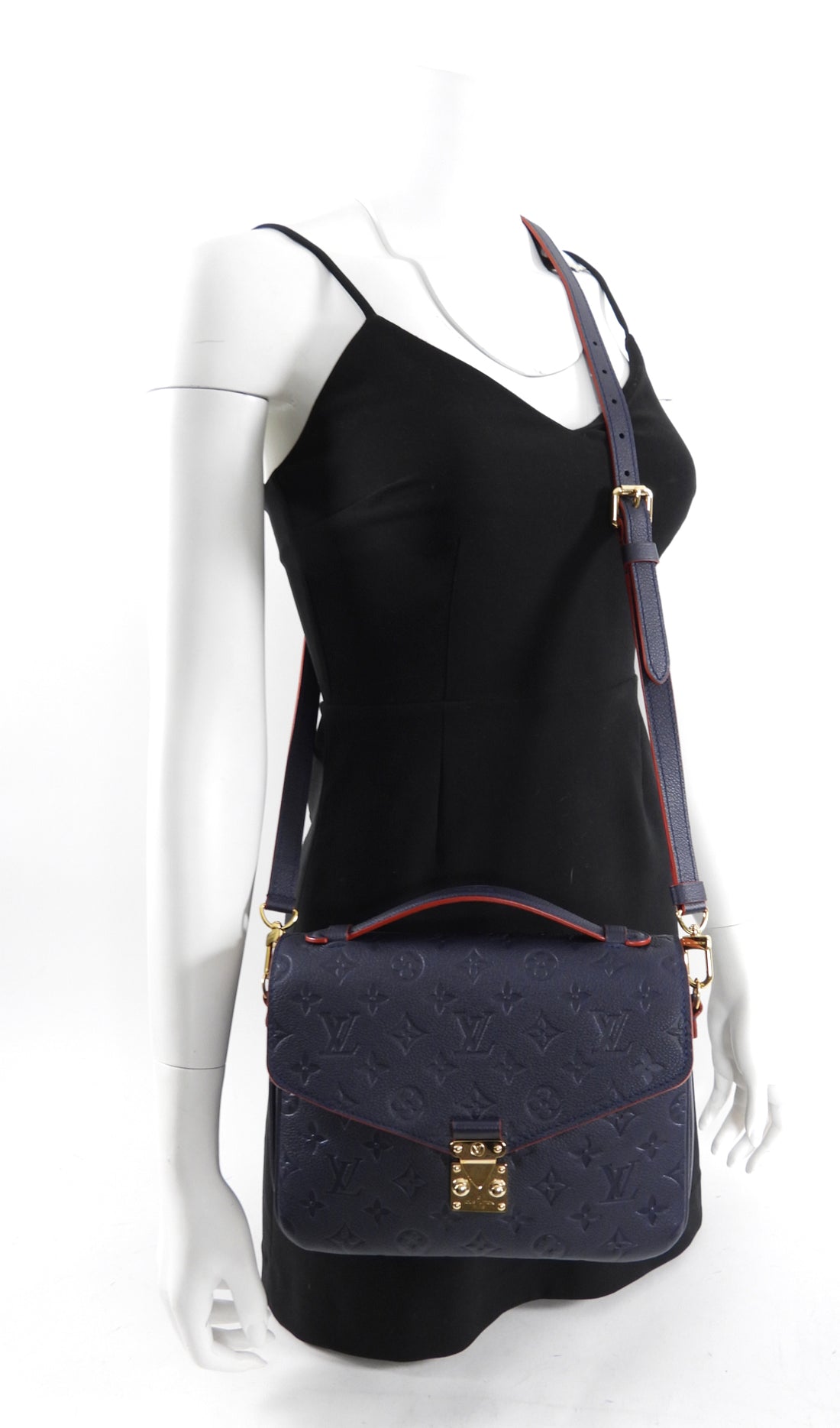 Louis Vuitton Pochette Metis Empreinte Navy Red Crossbody Bag