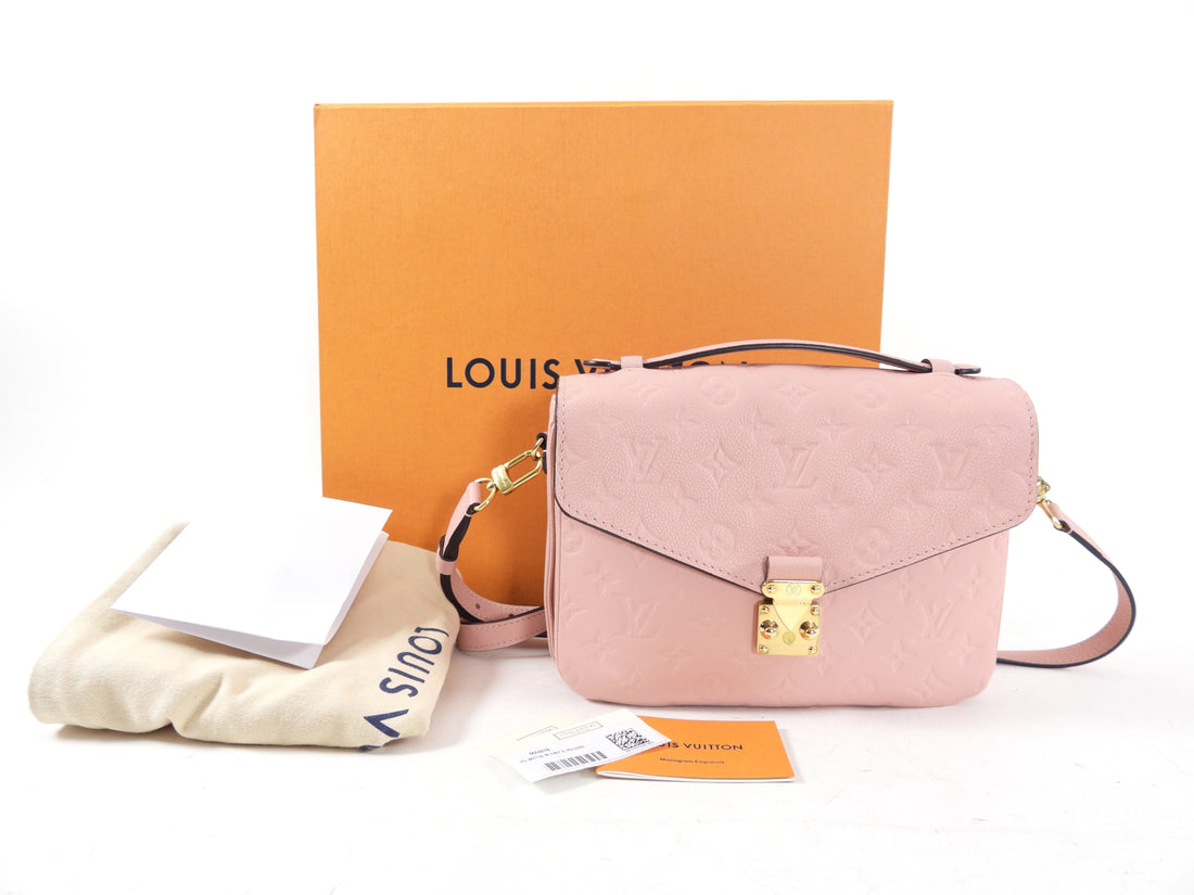 Louis Vuitton Pochette Metis Monogram Empreinte Pink Leather Bag