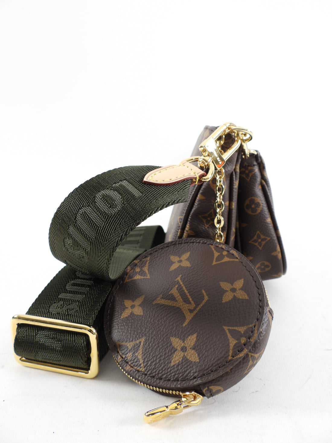 Louis vuitton purse with green strap sale