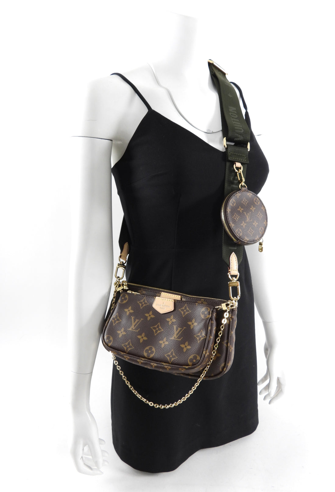 Louis Vuitton Monogram Multi Pochette with Dark Green Strap