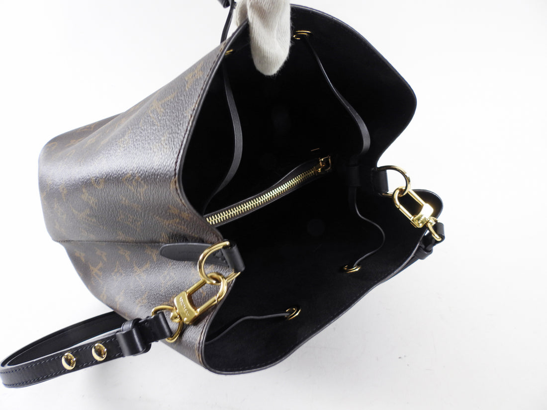 Louis Vuitton Monogram Canvas Black Leather Neo Noe MM Bag