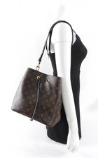 Louis Vuitton Monogram Canvas Black Leather Neo Noe MM Bag