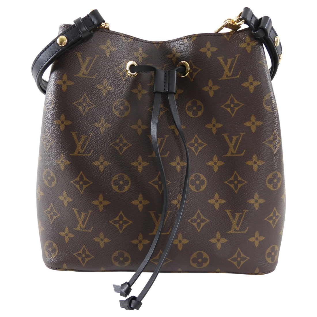 Louis Vuitton Monogram Canvas Black Leather Neo Noe MM Bag