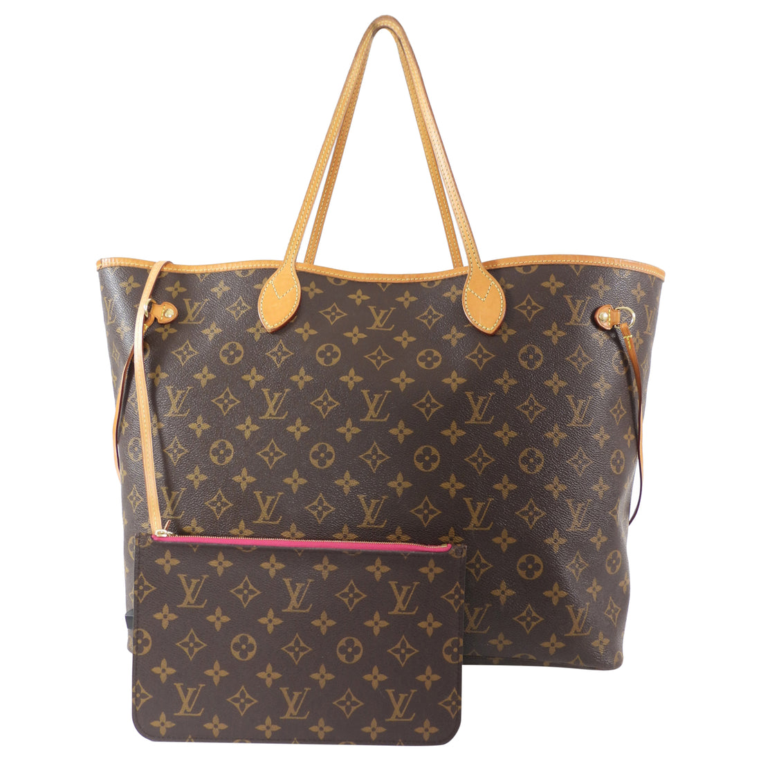 Louis Vuitton Neverfull GM Monogram Canvas Tote Bag w Pouch