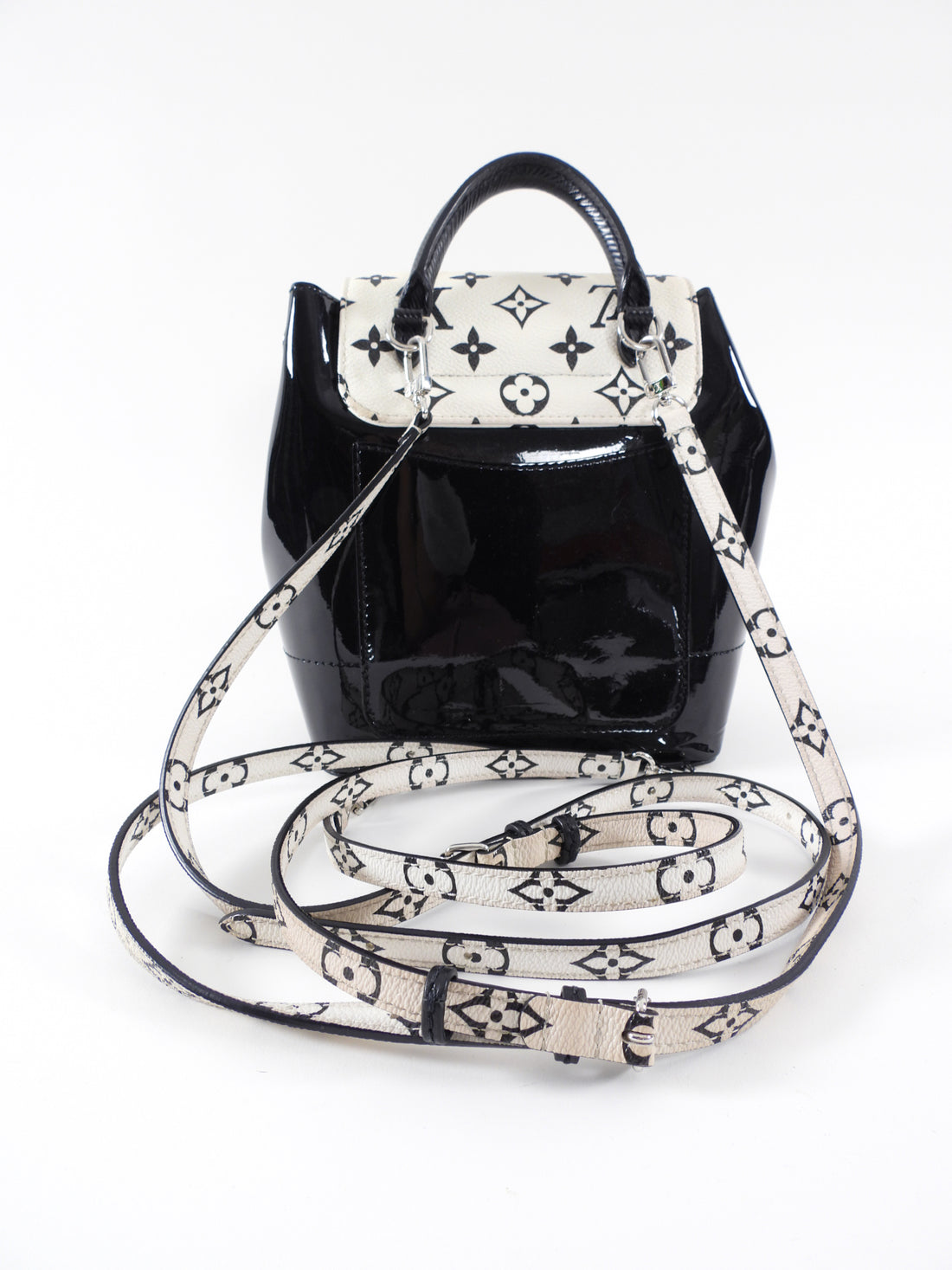 louis vuitton backpack black and white Louis Vuitton Black and White Patent Hot Springs Backpack – I MISS YOU VINTAGE