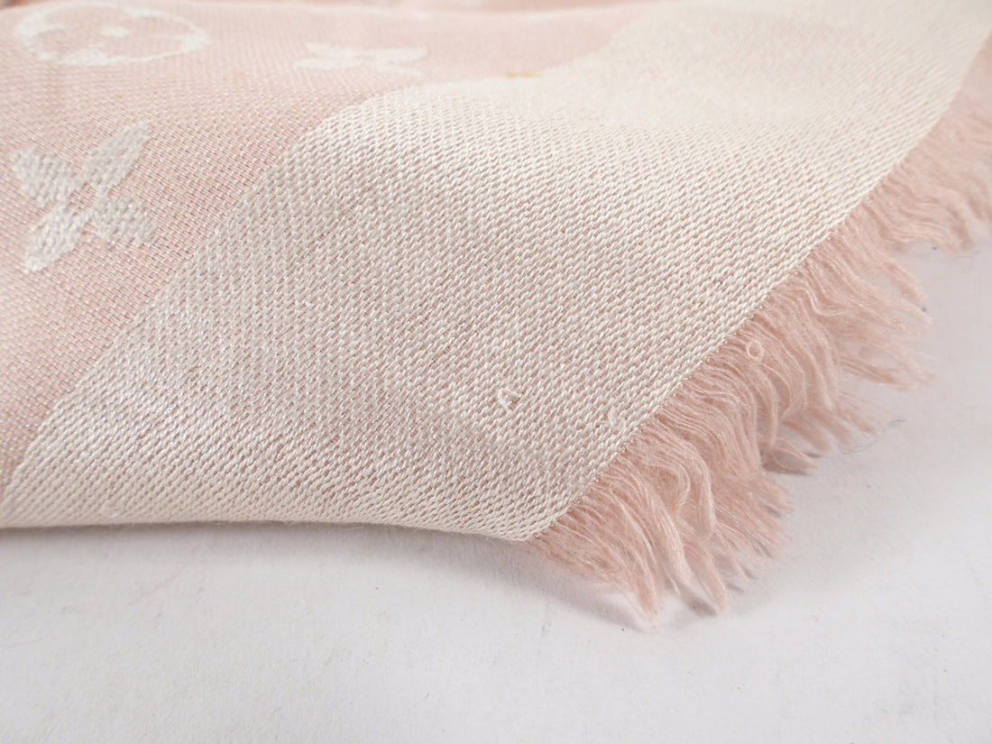 Louis Vuitton Pink Monogram Silk Cashmere Shawl Scarf