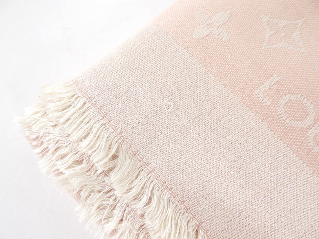Louis Vuitton Pink Monogram Silk Cashmere Shawl Scarf