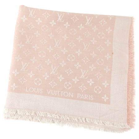 Louis Vuitton Pink Monogram Silk Cashmere Shawl Scarf