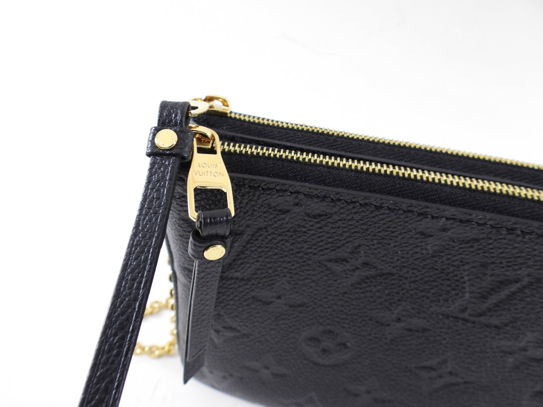 Louis Vuitton Black Empreinte Leather Double Zip Pochette Chain Bag