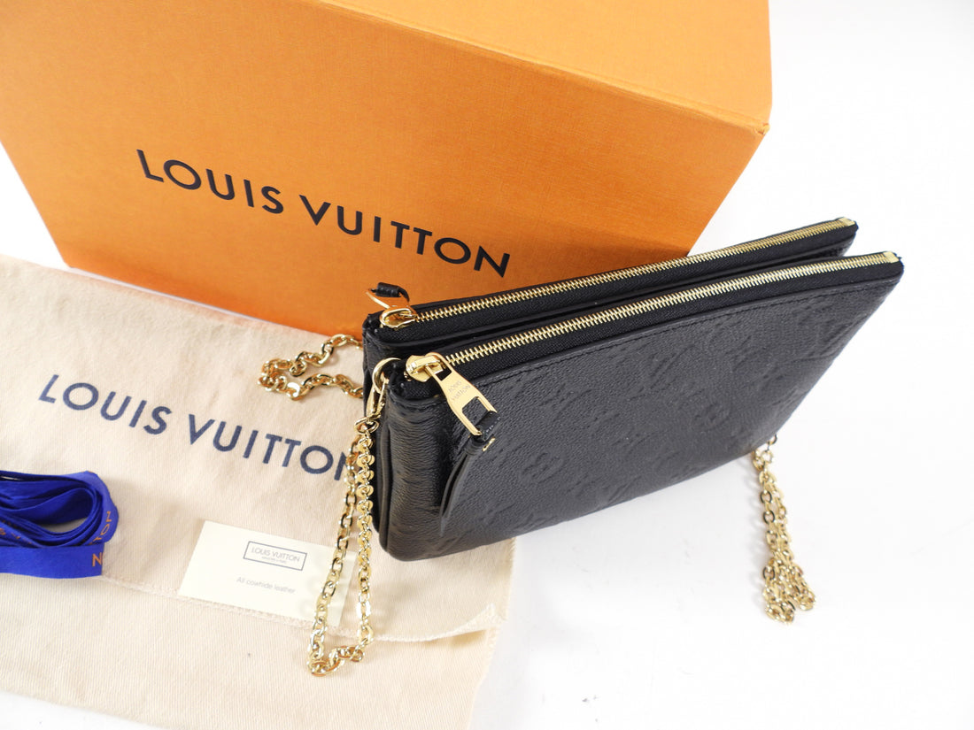 Louis Vuitton Black Empreinte Leather Double Zip Pochette Chain Bag