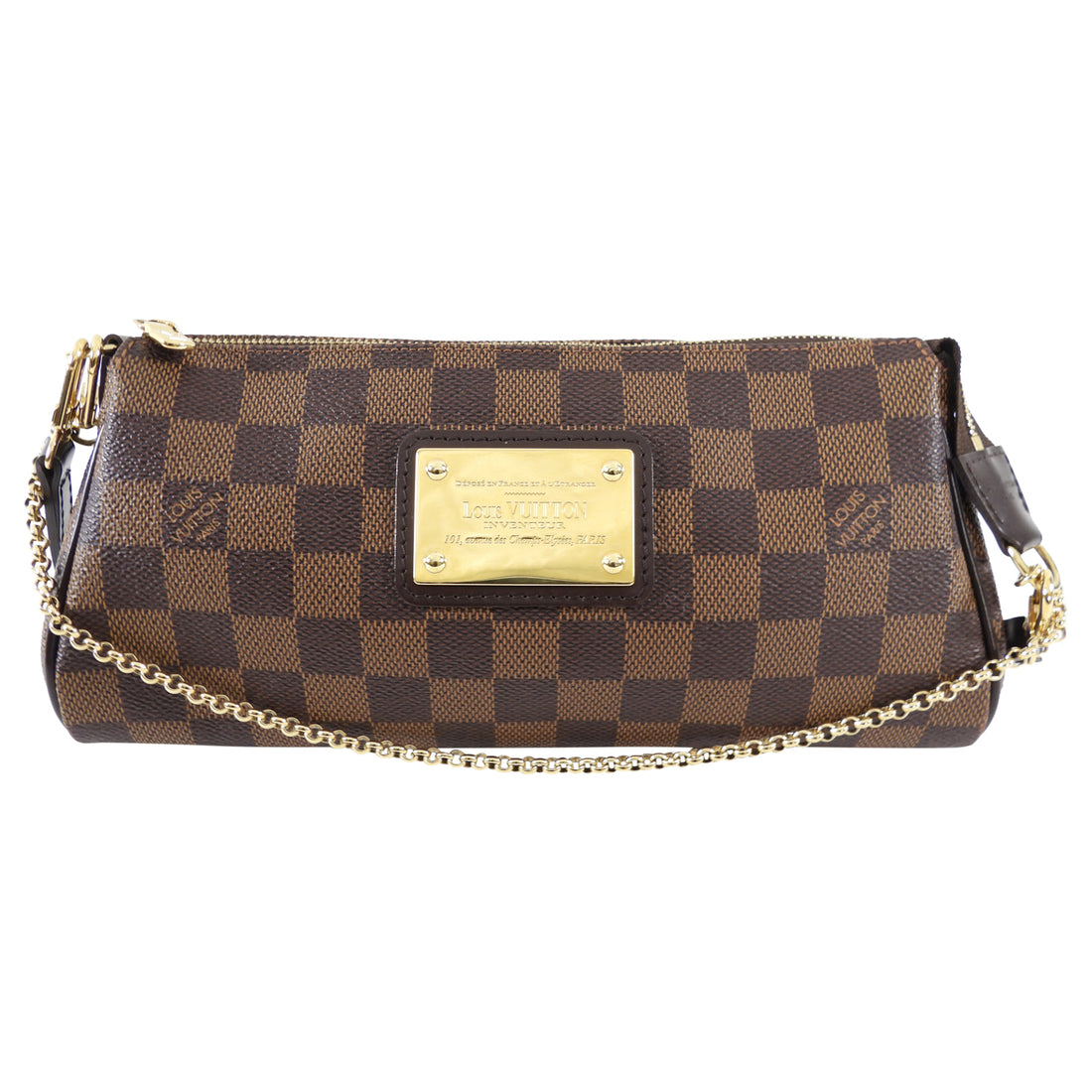 Louis Vuitton Damier Ebene Coated Canvas Eva Chain 2-Way Strap Pochette Bag