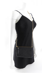 Louis Vuitton Black Empreinte Leather Double Zip Pochette Chain Bag