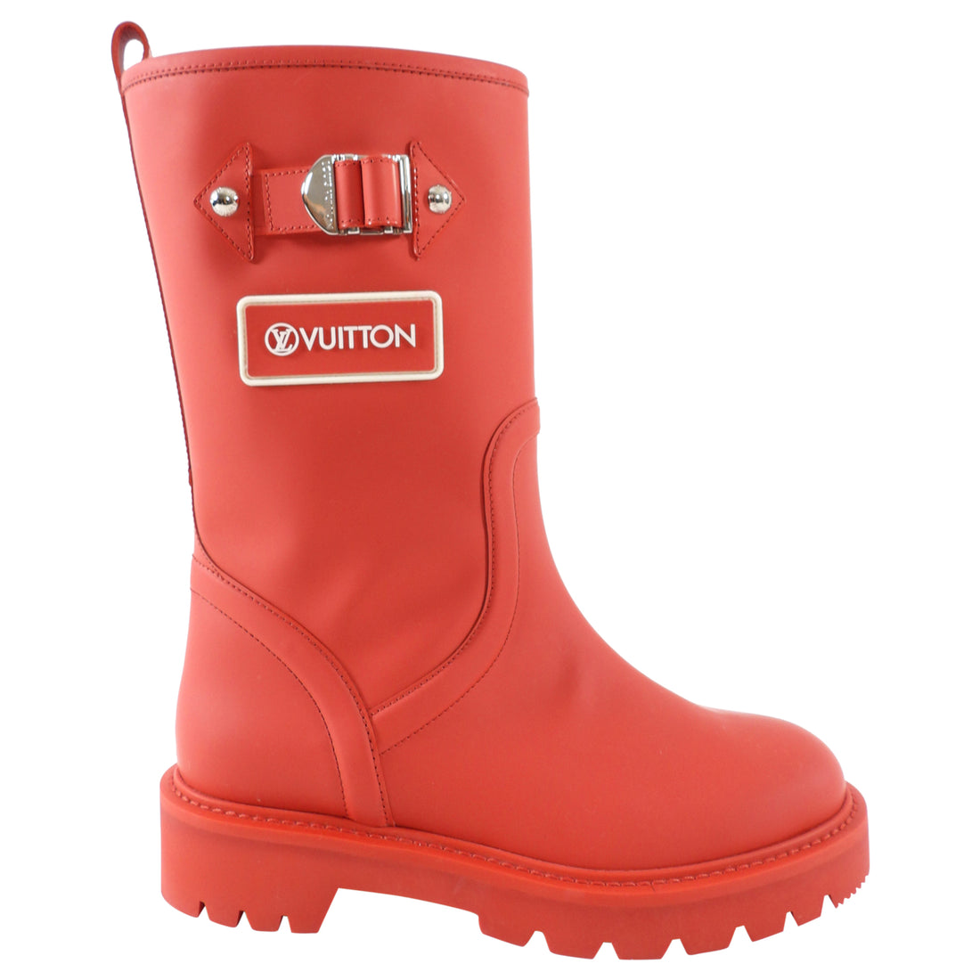 Louis Vuitton Red Rubber Logo Rain Boot - 37 / 6.5