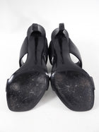 Louis Vuitton Black Drapy Leather Embossed Logo High Heel Sandals - 37