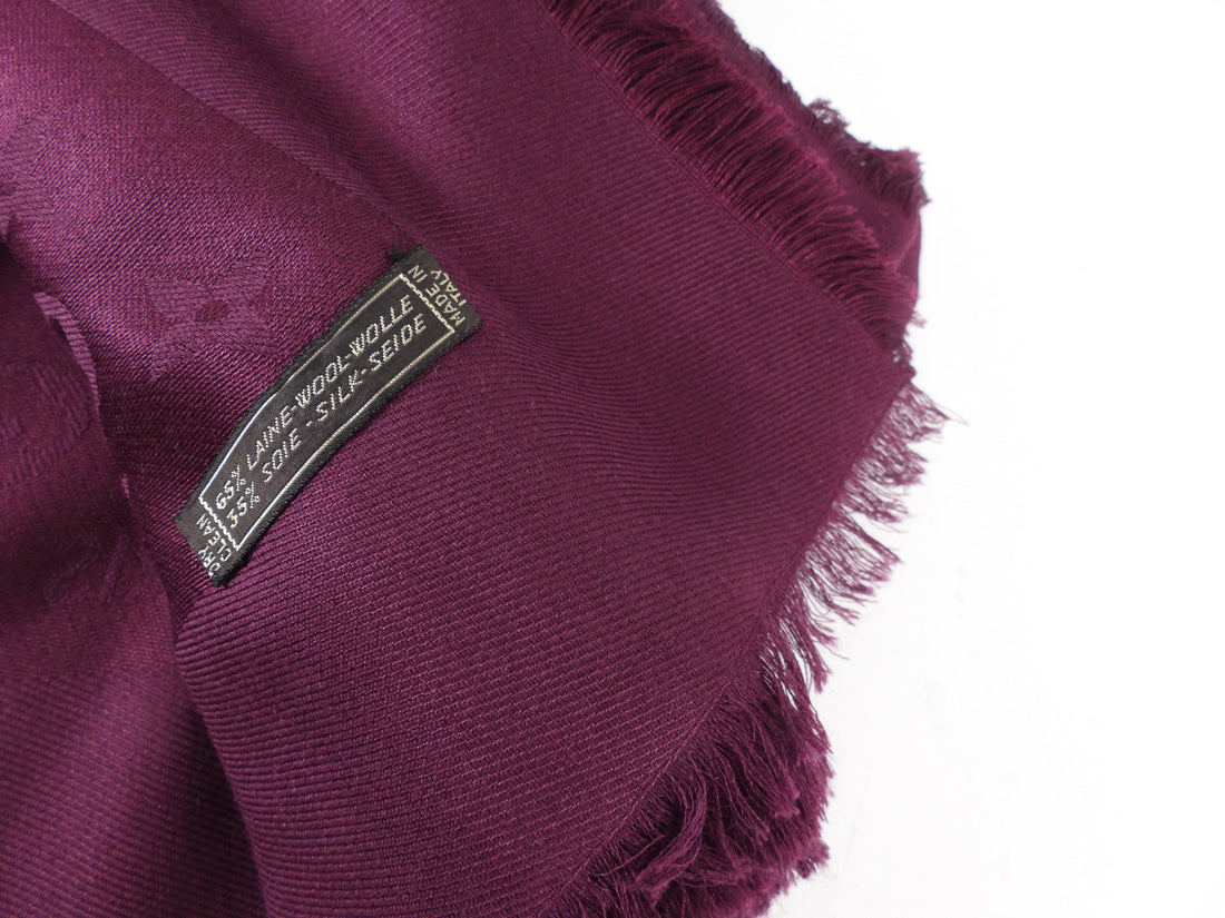 Louis Vuitton Burgundy Bordeaux Monogram Classic Shawl Scarf