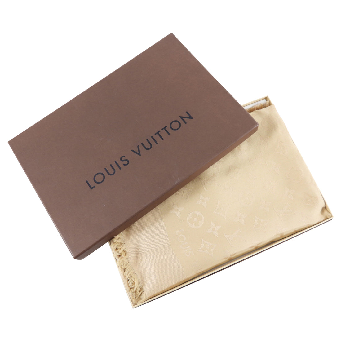 Louis Vuitton Beige Monogram Classic Silk Shawl Scarf